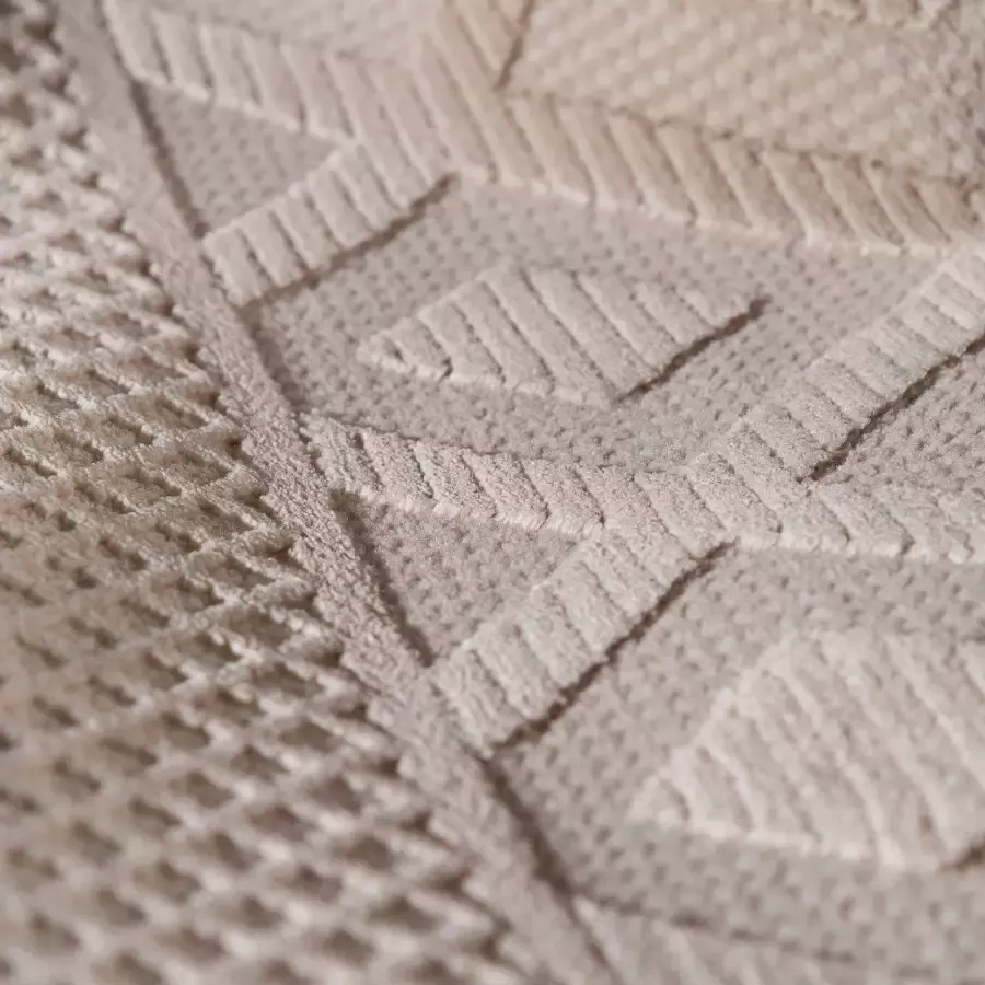 Salery Home Vloerkleed- Oosters tapijt Luxury Reliëfstructuur woonkamer geodriehoek patroon beige 80X150 cm - Foto 4