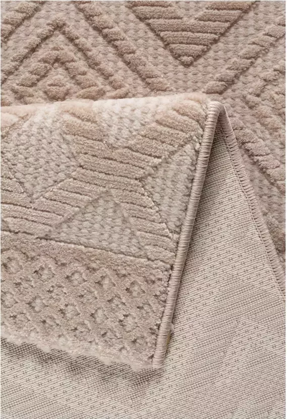 Salery Home Vloerkleed- Oosters tapijt Luxury Reliëfstructuur woonkamer geodriehoek patroon beige 80X150 cm - Foto 7