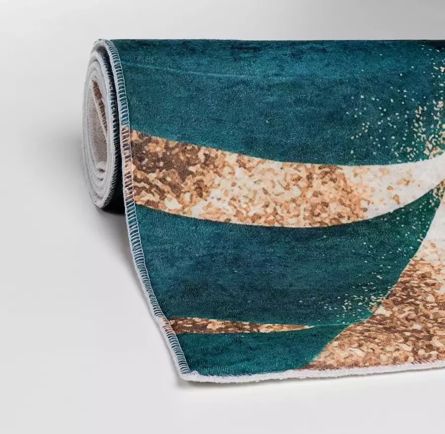 Salery Home Vloerkleed Caimas tapijt Wasbaar tapijt Antibacterieel Abstract Ontwerp Beige 80X300 - Foto 4