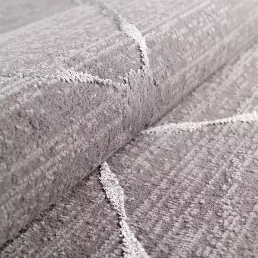 Salery Home Vloerkleed- modern laagpolig vloerkleed tapijtenloods Lara grijs geodriehoek patroon 120x170 cm - Foto 2