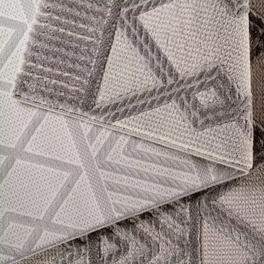 Salery Home Vloerkleed- modern laagpolig vloerkleed tapijtenloods Luxury grijs geodriehoek patroon 120x170 cm - Foto 4