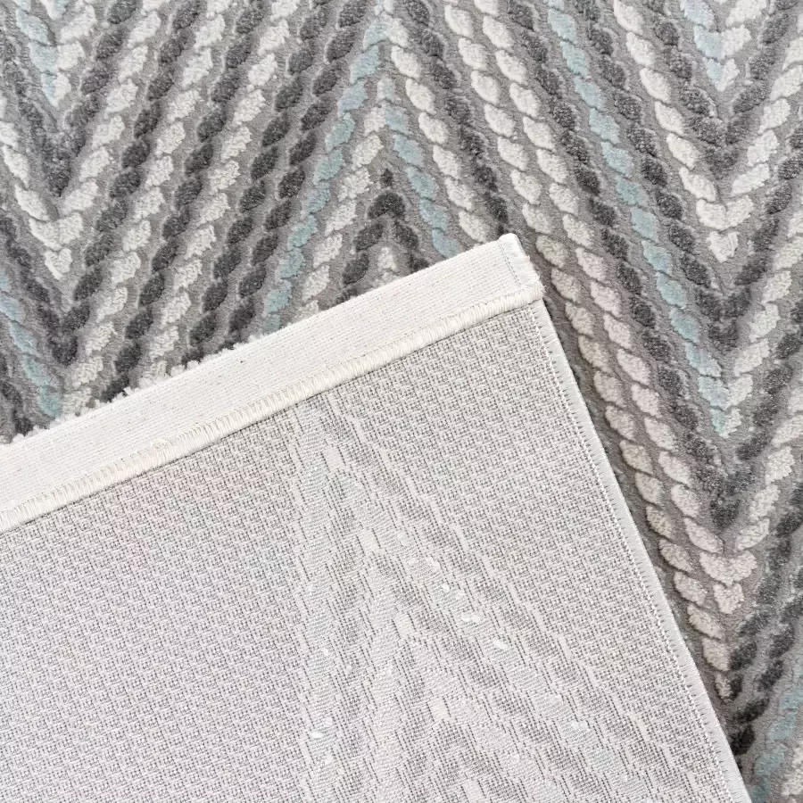 Salery Home Vloerkleed- modern laagpolig vloerkleed Luxury tapijt blauwgrijs geodriehoek patroon 160x230 cm - Foto 2