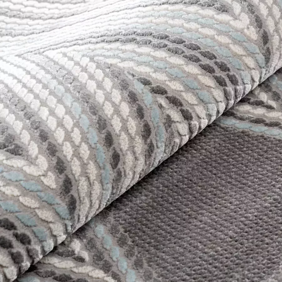 Salery Home Vloerkleed- modern laagpolig vloerkleed Luxury tapijt blauwgrijs geodriehoek patroon 160x230 cm - Foto 3