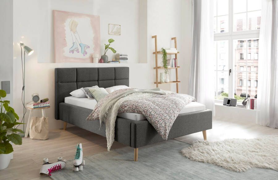 Set one by Musterring Gestoffeerd bed Cary naar keuze met matras en lattenbodem poten in natuurlijk eiken - Foto 3