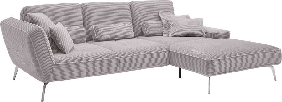 Set one by Musterring Hoekbank SO 4500 voeten chroomkleurig incl. draaibare rugfunctie cord L-vorm - Foto 7