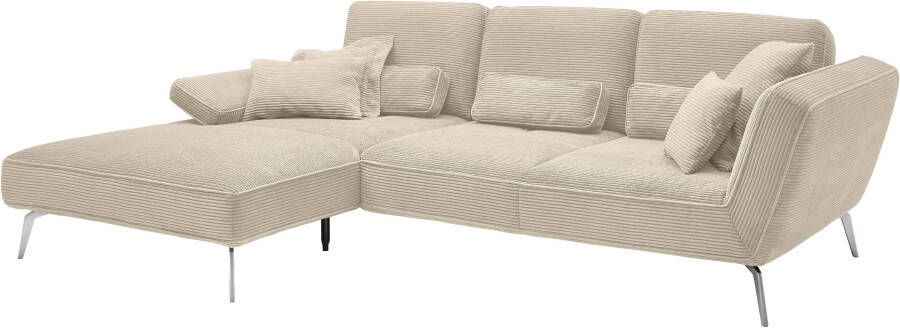 Set one by Musterring Hoekbank SO 4500 voeten chroomkleurig incl. draaibare rugfunctie cord L-vorm - Foto 8