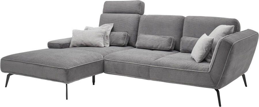 Set one by Musterring Hoekbank SO 4500 voeten zwart mat incl. draaibare rugfunctie cord L-vorm - Foto 5