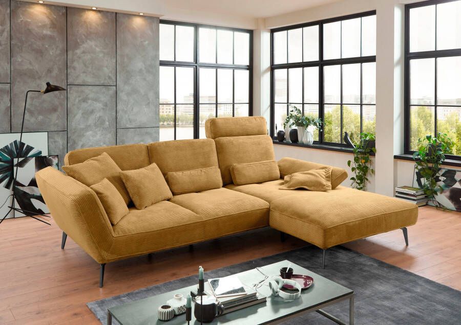Set one by Musterring Hoekbank SO 4500 voeten zwart mat incl. draaibare rugfunctie cord L-vorm - Foto 1