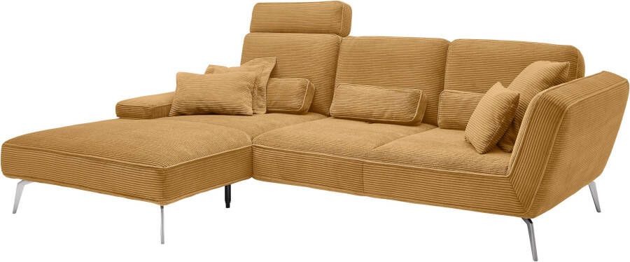 Set one by Musterring Hoekbank SO 4500 voeten chroomkleurig incl. draaibare rugfunctie cord L-vorm - Foto 5