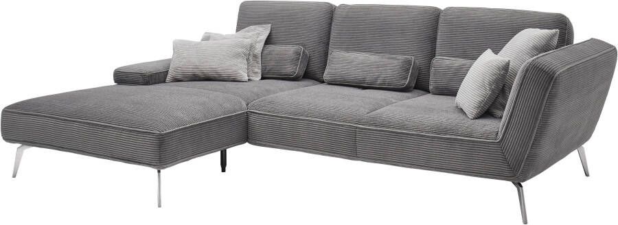 Set one by Musterring Hoekbank SO 4500 voeten chroomkleurig incl. draaibare rugfunctie cord L-vorm - Foto 8