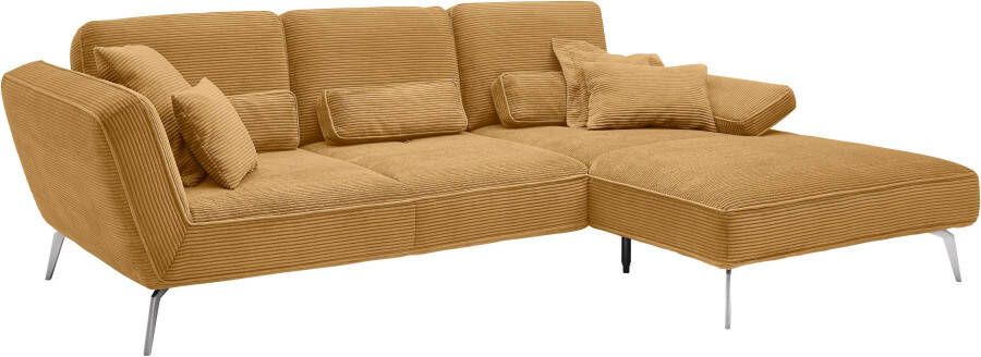 Set one by Musterring Hoekbank SO 4500 voeten chroomkleurig incl. draaibare rugfunctie cord L-vorm - Foto 9