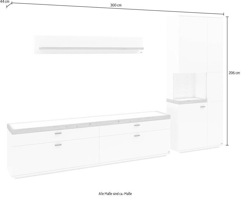 Set one by Musterring Wandmeubel Lancaster 3-delig met fronten in wit of grijs breedte ca. 300 cm - Foto 5