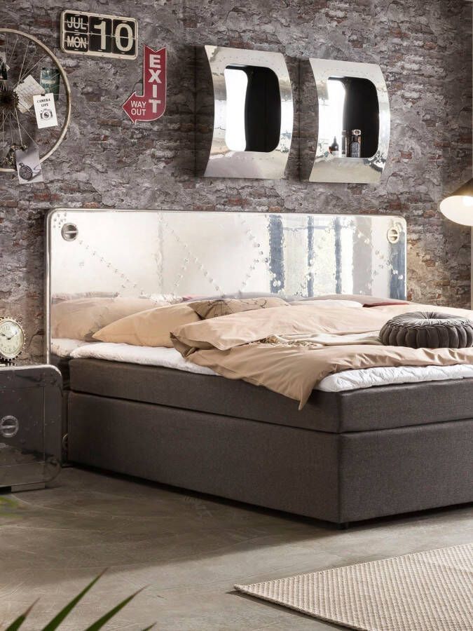 SIT Gestoffeerd bed met hoofdbord in futuristische aluminium look (5-delig)