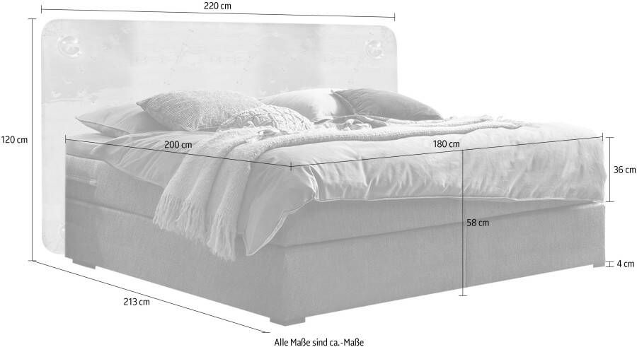 SIT Gestoffeerd bed met hoofdbord in futuristische aluminium look (5-delig) - Foto 5