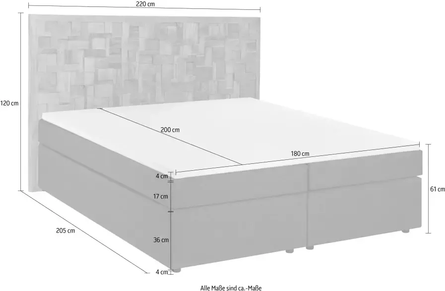 Valencia Bedding Valencia Boxspringbed met houten mozaïek hoofdbord 180x200 - Foto 3