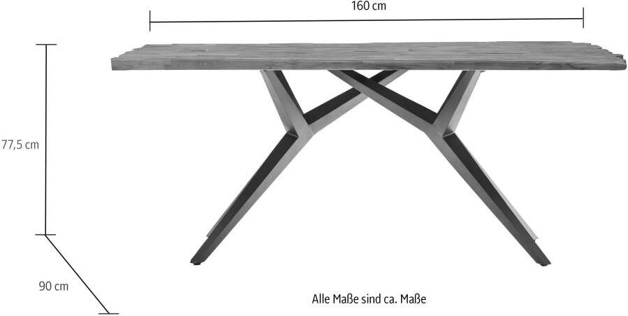 Artistiq Living Artistiq Boomstam Eettafel Shacara Teakhout 220 x 100cm Zilver onderstel Bruin - Foto 4