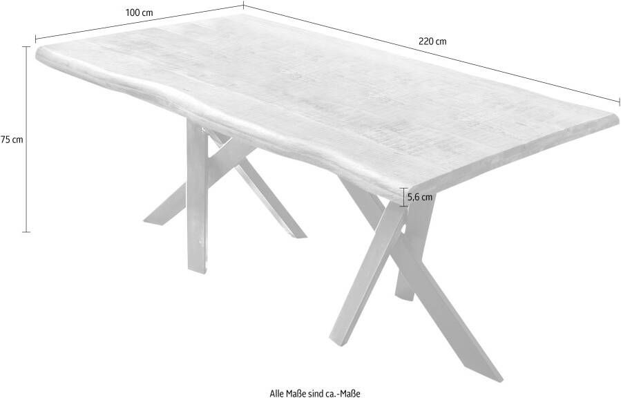 Artistiq Living Artistiq Boomstam Eettafel Lizzett Mangohout 220 x 100cm Zwart onderstel Bruin - Foto 2