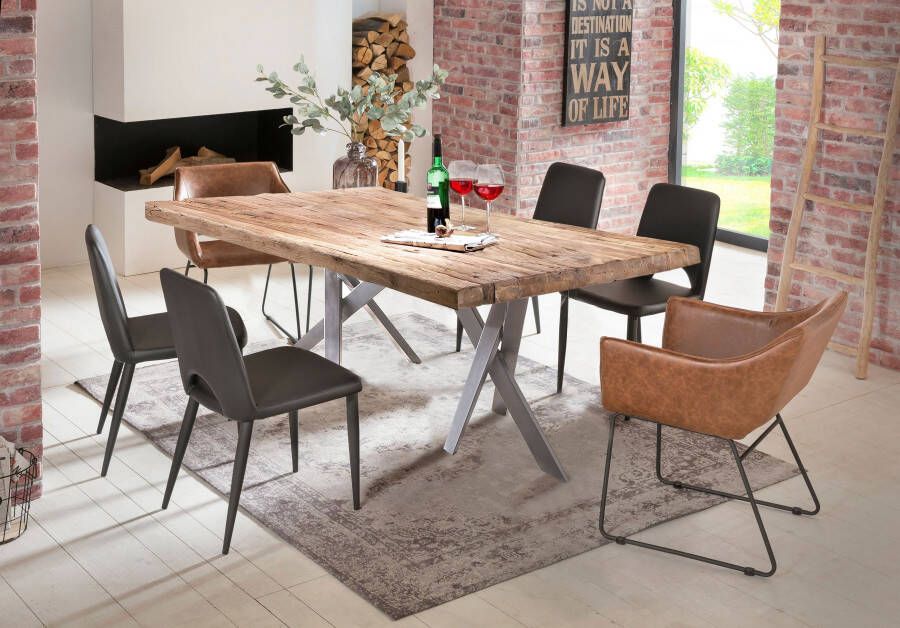 Artistiq Living Artistiq Eettafel Zenaida Teakhout 200 x 100cm Zilver onderstel Bruin - Foto 3