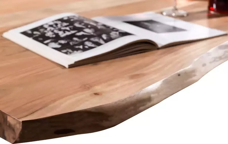 SIT Eettafel Tables met boomstamrand en opvallend onderstel van metaal vintage - Foto 2