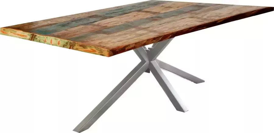 SIT Eettafel Tops&Tables met tafelblad van gebruikt hout met verfresten