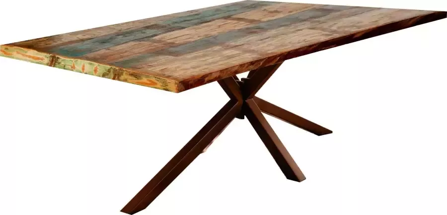 SIT Eettafel Tops&Tables met tafelblad van gebruikt hout met verfresten - Foto 1