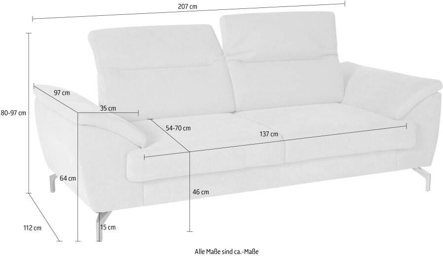 Sit&more 2 5-zitsbank Percy 15 cm poothoogte zitdiepteverstelling naar keuze verstelbare hoofdsteun - Foto 6