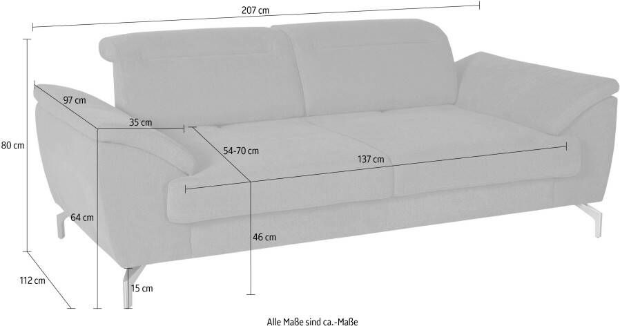 Sit&more 2 5-zitsbank Percy 15 cm poothoogte zitdiepteverstelling naar keuze verstelbare hoofdsteun - Foto 3