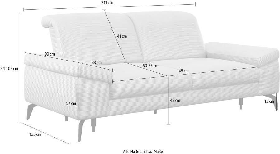 Sit&more 2 5-zitsbank Cabana Breedte 211 cm met of zonder zitdiepte en hoofdeinde - Foto 3