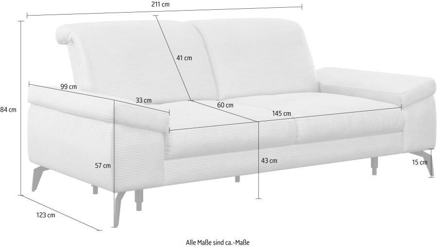 Sit&more 2 5-zitsbank Cabana Breedte 211 cm met of zonder zitdiepte en hoofdeinde - Foto 3