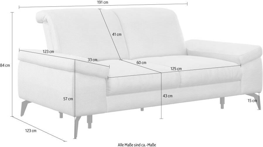 Sit&more 2-zitsbank Cabana Breedte 191 cm naar keuze met zitdiepte en hoofdeinde - Foto 3