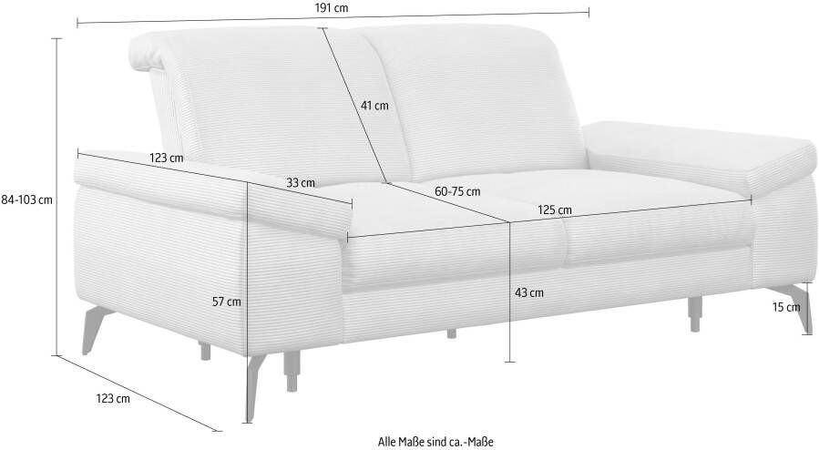 Sit&more 2-zitsbank Cabana Breedte 191 cm naar keuze met zitdiepte en hoofdeinde - Foto 3