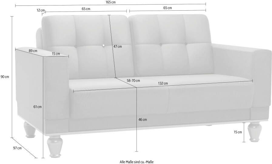 Sit&more 2-zitsbank Orient 5 V Rugkussen met strassteentjes goudkleurige applicaties - Foto 4