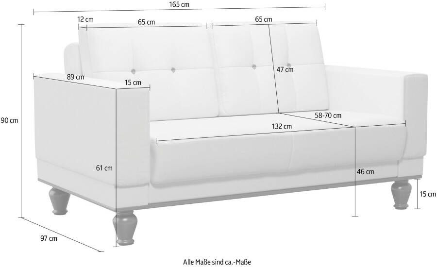 Sit&more 2-zitsbank Orient 5 V Rugkussen met strassteentjes goudkleurige applicaties - Foto 3