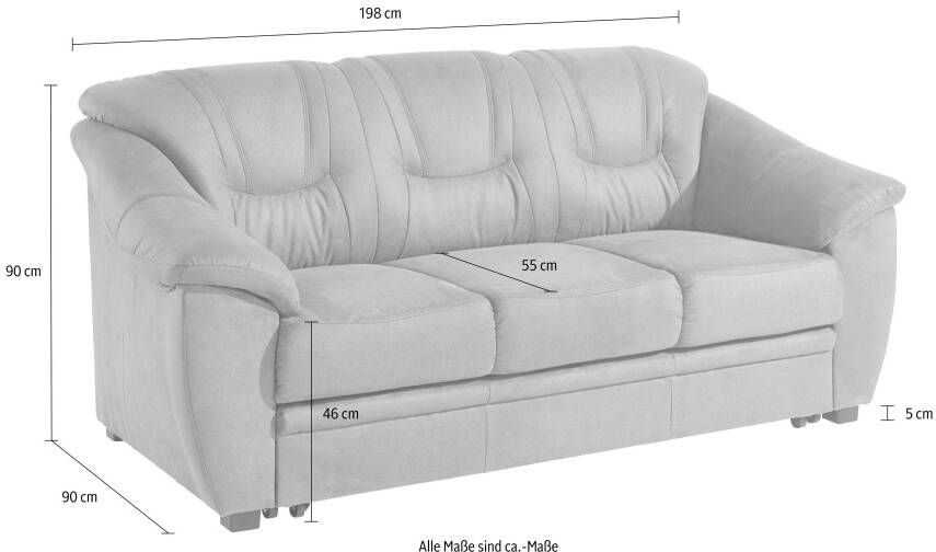 Sit&more 3-zitsbank Safira inclusief comfortabele binnenvering naar keuze met slaapfunctie - Foto 2