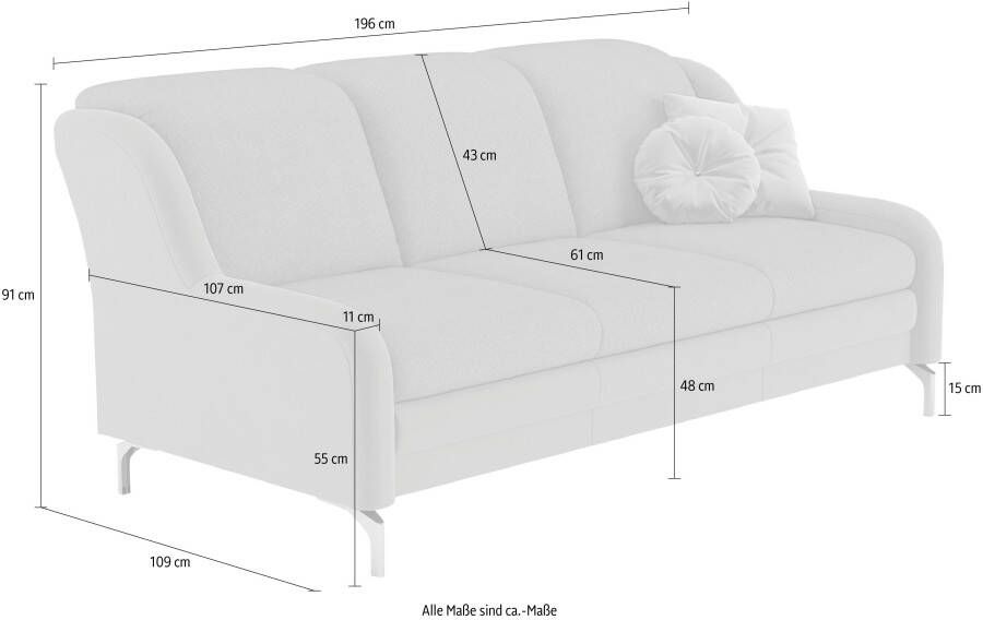 Sit&more 3-zitsbank Oriënt incl. 2 sierkussens met strassteentjes goudkleurige metalen poten - Foto 2