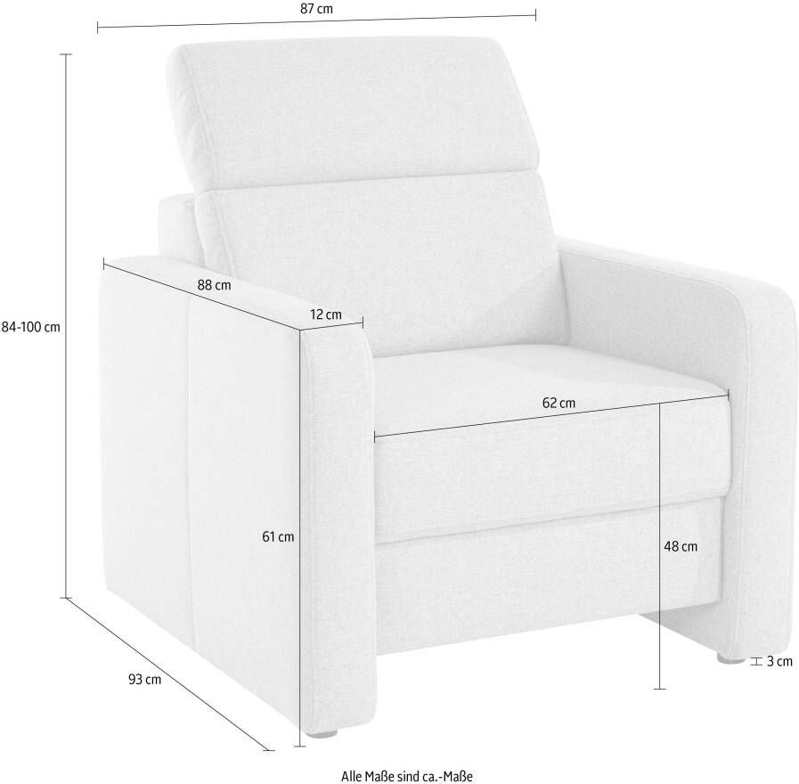 Sit&more Fauteuil Bologna met binnenvering met verstelbare hoofdsteun - Foto 2