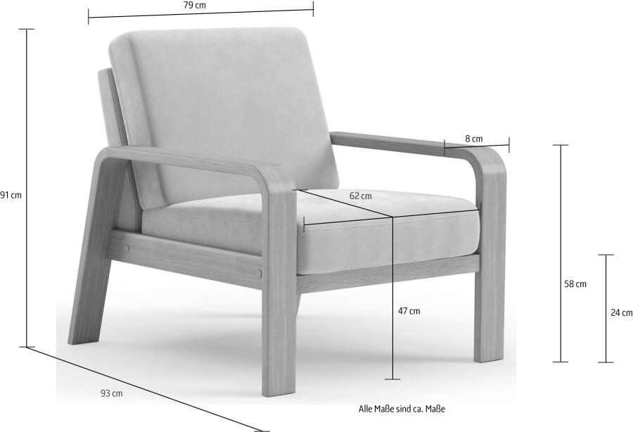 Sit&more Fauteuil Kolding Armleuningen van natuurlijk beukenhout verschillende bekledingen en kleuren - Foto 4