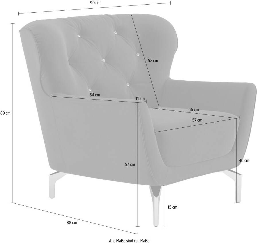 Sit&more Fauteuil Orient 3 V inclusief 1 sierkussen met strassteentjes goudkleurige metalen poten - Foto 2