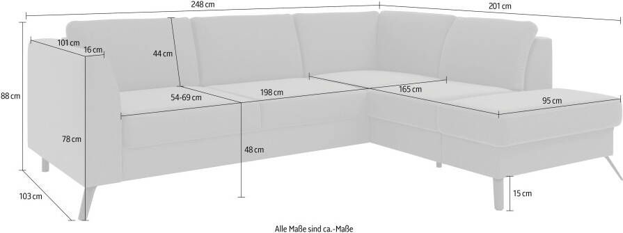 Sit&more Hoekbank Olsen L-vorm inclusief zitdiepteverstelling naar keuze met slaapfunctie 15 cm hoog - Foto 6