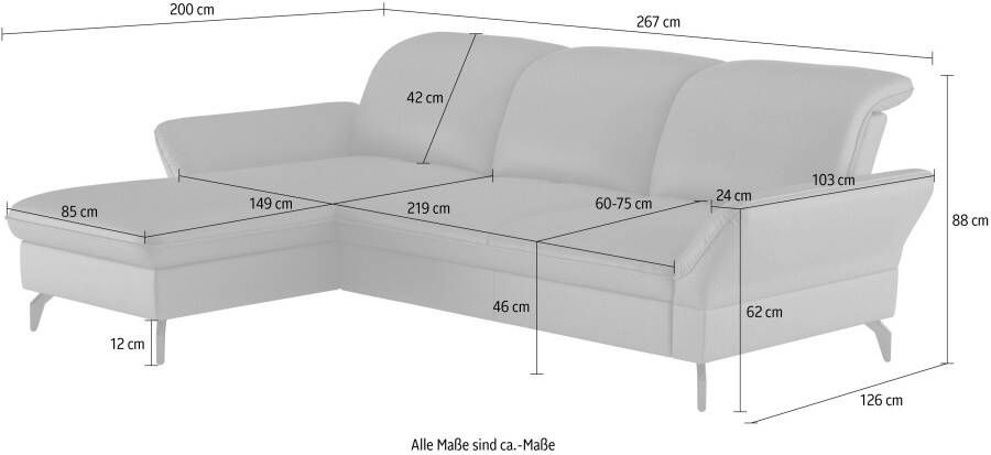 Sit&more Hoekbank Leandro L-vorm Naar keuze met bed hoofdbord en armleuningfunctie en bedkist - Foto 3