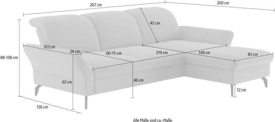 Sit&more Hoekbank Leandro L-vorm Naar keuze met bed hoofdbord en armleuningfunctie en bedkist - Foto 3