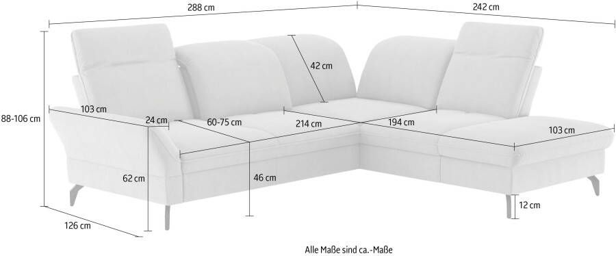 Sit&more Hoekbank Leandro L-vorm Naar keuze met bed hoofdbord en armleuningfunctie en bergruimte - Foto 4