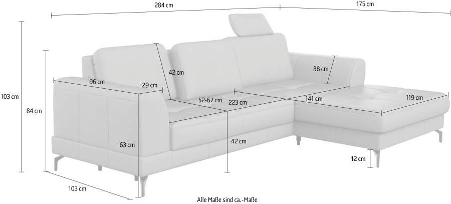 Sit&more Hoekbank Bendigo L-vorm inclusief zitdiepteverstelling bodemvrijheid 12 cm in 2 pootkleuren - Foto 10