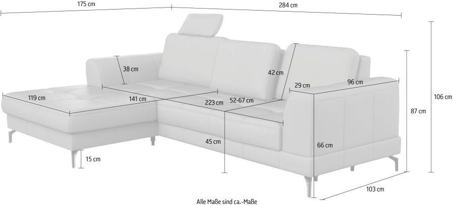 Sit&more Hoekbank Bendigo L-vorm inclusief zitdiepteverstelling bodemvrijheid 15 cm 2 pootkleuren - Foto 10