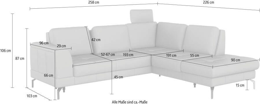 Sit&more Hoekbank Bendigo L-vorm inclusief zitdiepteverstelling bodemvrijheid 15 cm in 2 pootkleuren - Foto 14