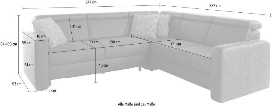 Sit&more Hoekbank Bologna L-vorm Verstelbare hoofdsteun naar keuze met slaapfunctie en lade - Foto 12