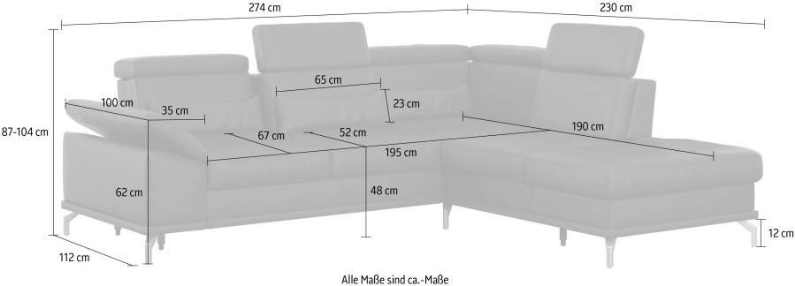 Sit&more Hoekbank Cabrio L-vorm B: 274 cm met zitdiepte- arm- & hoofdverstelling - Foto 9