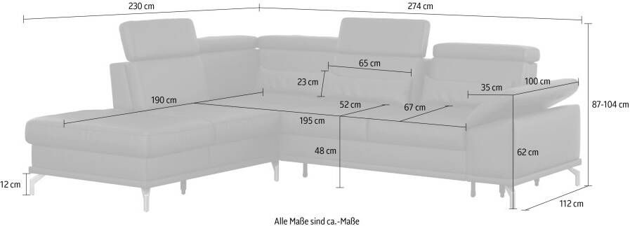 Sit&more Hoekbank Cabrio L-vorm met zitdiepteverstelling arm- en hoofdsteunverstelling - Foto 4