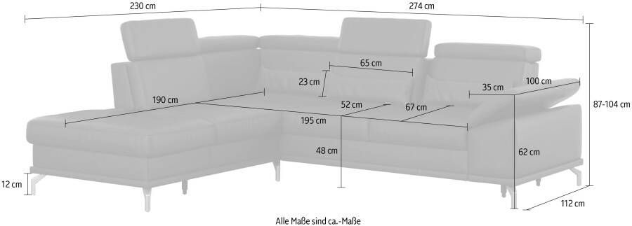 Sit&more Hoekbank Cabrio L-vorm met zitdiepteverstelling en binnenvering 3 lendenkussens - Foto 5