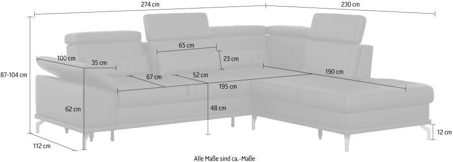 Sit&more Hoekbank Cabrio L-vorm met zitdiepteverstelling en binnenvering 3 lendenkussens - Foto 4